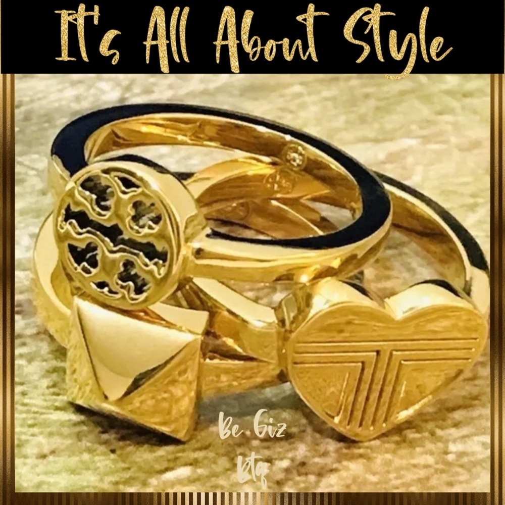 🆕 Authentic Tory Burch Stackable Gold Rings Band Ring Size 7